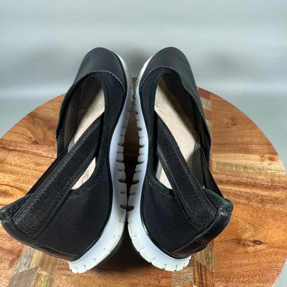 Cole Haan Zerogrand Stagedoor Ballet Flat Black Leather W02682 Womens 7B